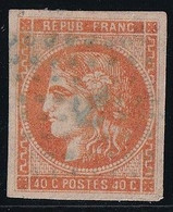 France N°48 - Oblitéré Ancre Bleue - Infime Faiblesse De Papier - TB - 1870 Emissione Di Bordeaux
