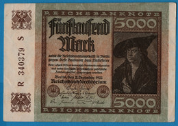 DEUTSCHES REICH 5000 MARK 02.12.1922 # R340379S P# 81a Hans Imhof - 5.000 Mark