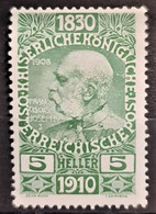 AUSTRIA 1910 - MLH - ANK 164 - 5h - Ungebraucht