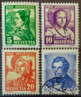 SWITZERLAND 1935 - MLH/canceled - Sc# B73, B74, B75, B76 - Pro Juventute 5r 10r 20r 30r - Unused Stamps