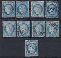 France N°60 - 9 Ex. Avec De Petites Variétés - Oblitéré - TB - 1871-1875 Ceres