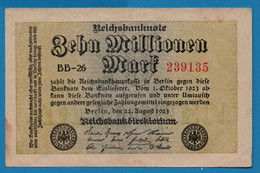 DEUTSCHES REICH 10 MILLIONEN MARK 22.08.1923 # BB-26 239135 P#106b - 10 Miljoen Mark