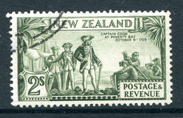 New Zealand 1936-42 Pictorials - Mult. Wmk. - 2/- Captain Cook - P.13-14 X 13½ - ERROR - Captain COQK Used (SG 589a) - Usados