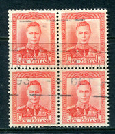 New Zealand 1938-44 King George VI Definitives - 1d Scarlet Block Used (SG 605) - Usados