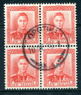 New Zealand 1938-44 King George VI Definitives - 1d Scarlet Block Used (SG 605) - Usati