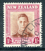 New Zealand 1947-52 King George VI Definitives - 1/- Brown & Carmine - Plate 1 - Wmk. Upright Used (SG 686b) - Usati