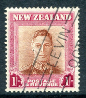 New Zealand 1947-52 King George VI Definitives - 1/- Brown & Carmine - Plate 1 - Wmk. Upright Used (SG 686b) - Usados