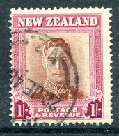 New Zealand 1947-52 King George VI Definitives - 1/- Brown & Carmine - Plate 1 - Wmk. Upright Used (SG 686b) - Usados