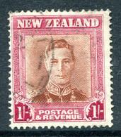 New Zealand 1947-52 King George VI Definitives - 1/- Brown & Carmine - Plate 2 - Wmk. Upright Used (SG 686c) - Usati