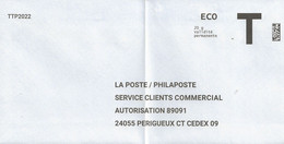 Lettre T La Poste/Philaposte Eco 20g - Cartes/Enveloppes Réponse T
