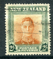 New Zealand 1947-52 King George VI Definitives - 2/- Brown & Green - Wmk. Upright Used (SG 688b) - Oblitérés