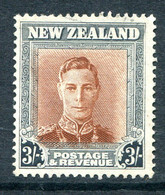 New Zealand 1947-52 King George VI Definitives - 3/- Brown & Grey - Wmk. Sideways Used (SG 689) - Usados