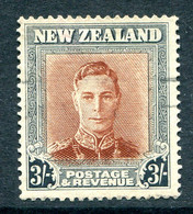 New Zealand 1947-52 King George VI Definitives - 3/- Brown & Grey - Wmk. Sideways Used (SG 689) - Used Stamps