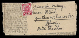 1919 RARE -  LETTLAND LATVIJA LATVIA 5 Kop Mi. # 1 On PRINTED MATTER ADDRESS LABEL To SWITZERLAND - HOTEL ADDRESS - Lettonia