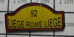1416a Pin's Pins / Beau Et Rare / THEME : AUTOMOBILES / PLAQUE DE RALLYE LIEGE ROME LIEGE 1992 - Rallye