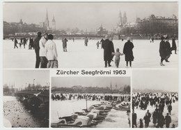 Zürcher Seegfrörni 1963 Schweiz Ansichtskarten - Frozen Lake 1963 Switzerland Postcard - ZH Zurich