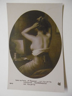 Arts - Salon De Paris - R. Troncet "La Toilette" Dressing - Belle Femme Demi Nue Devant Un Miroir - Pintura & Cuadros