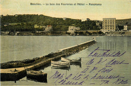 Beaulieu * La Baie Des Fourmies Et L'hôtel * Panorama * La Jetée * Cpa Toilée Colorisée - Beaulieu-sur-Mer