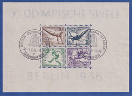 Deutsches Reich 1936 Olymp. Spiele Mi.-Nr. Block 5 X, ET-O Gepr. SCHLEGEL BPP - Unclassified