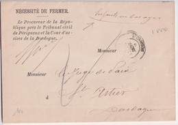 1884 - LETTRE En FRANCHISE Du PROCUREUR De La REPUBLIQUE De PERIGUEUX (DORDOGNE) => ST ASTIER - "ENFANTS EN BAS AGES" - Cartas Civiles En Franquicia