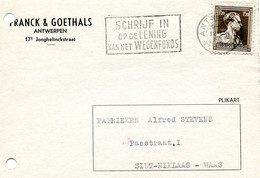 Kaart Van FRANCK & GOETHALS  Antwerpen Naar St Niklaas - Ref 134 - Cartas