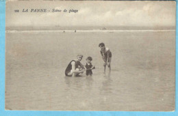 De-La-Panne-+/-1925-Scène De Plage-Baigneuse Et Baigneur-Enfant-Maillot De Bain Belle époque- Vintage - De Panne