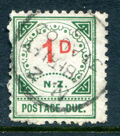 New Zealand 1899-1900 Postage Dues - 13 Ornaments & Large D - 1d Carmine & Green Used (SG D10) - Strafport