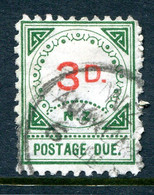 New Zealand 1899-1900 Postage Dues - 13 Ornaments & Large D - 3d Carmine & Green Used (SG D12) - Impuestos