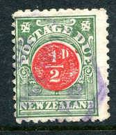 New Zealand 1904-08 Postage Dues - Cowan Paper - P.11 - ½d Red & Deep Green Used (SG D18) - Segnatasse