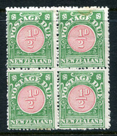 New Zealand 1925 Postage Dues - NZ & Star Litho. - P.14 X 15 - ½d Carmine & Green Block HM (SG D27) - Odd Tone - Impuestos