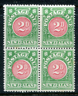 New Zealand 1925 Postage Dues - NZ & Star Litho. - P.14 X 15 - 2d Carmine & Green Block HM (SG D28) - Postage Due