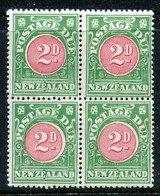 New Zealand 1925 Postage Dues - NZ & Star Litho. - P.14 X 15 - 2d Carmine & Green Block HM (SG D28) - Portomarken