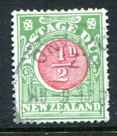 New Zealand 1925-35 Postage Dues - Cowan Paper - P.14 X 15 - ½d Carmine & Green Used (SG D29) - Segnatasse