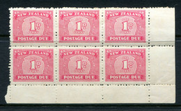 New Zealand 1939-49 Postage Dues - Multiple Wmk. - 1d Carmine Block HM (SG D45) - Light Toning - Segnatasse