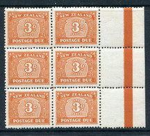 New Zealand 1939-49 Postage Dues - Multiple Wmk. Sideways - 3d Orange-brown Block HM (SG D47aw) - Toning - Postage Due