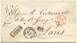 BELGIQUE - SIMPLE CERCLE BRUXELLES + CHARGE + PD SUR LETTRE POUR PARIS, 1861 - Autres & Non Classés