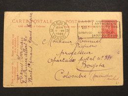 Postkaart Albert I Helm 10c - GENT 3 GAND VII OLYMPIADE ANTWERPEN - 1919-1920  Cascos De Trinchera