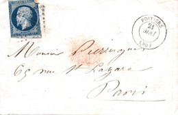 7720 Lettre   POITIERS (Vienne )   Pour Paris  21 Mai 1857 (recto-verso) - 1849-1876: Periodo Classico