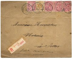 BELGIQUE - COB 28+38X3+46 SIMPLE CERCLE TOURNAI SUR LETTRE RECOMMANDEE, 1884 - 1884-1891 Leopold II.