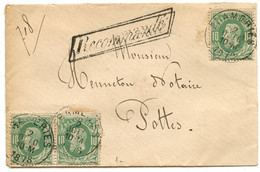 BELGIQUE - COB 30X3 SIMPLE CERCLE FRAMERIES SUR LETTRE RECOMMANDEE, 1878 - 1883 Leopoldo II