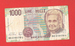 1000 Lire - GC 219170 L - Maria Montessori - Avec Plis Et Déchirures - 1.000 Lire