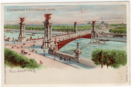 2 CP . Contre La Lumière  Gegen Das Licht  Expo Universelle 1900 Paris Pont Elexandre III Litho - Contre La Lumière