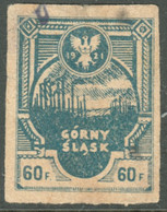 Abstimmungsgebiet Oberschlesien Gorny Slask 1921 O.S.-Ost " Insurgenten-Ausgabe 60 Fenigow Blau " - Settori Di Coordinazione