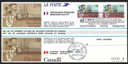 CANADA 2003: CP Souvenir "France-Canada" Ill De St Malo à Québec, Affr. Mixte 32c Et 2,00F, Obl. Spéciale - Covers & Documents