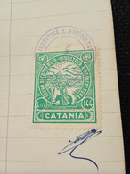 MARCA DA BOLLO LIRE 144 CAMERA  DI COMMERCIO INDUSTRIA E AGRICOLTURA + 25 LIRE SOCCORSO INVERNALE CATANIA 1954 - Revenue Stamps