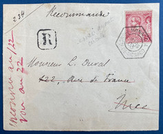 Grand Devant De Lettre Recommandée 1903 Avec Essai à 5c Double Impression Obl Dateur Hexagonal Rare " MONACO A " (ind36) - Cartas & Documentos