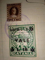 MARCA DA BOLLO CAMERA  DI COMMERCIO INDUSTRIA E AGRICOLTURA SOPRASTAMPATA LIRE 16 +25 L. SOCCORSO INVERNALE CATANIA 1950 - Revenue Stamps