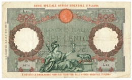 100 LIRE CAPRANESI AQUILA AFRICA ORIENTALE ITALIANA AOI 14/01/1939 BB/BB+ - Africa Oriental Italiana