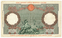 100 LIRE CAPRANESI AQUILA AFRICA ORIENTALE ITALIANA AOI 14/01/1939 BB/BB+ - Italian East Africa