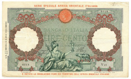 100 LIRE CAPRANESI AQUILA AFRICA ORIENTALE ITALIANA AOI 12/09/1938 BB - Italienisch Ostafrika
